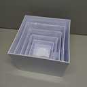 Cube Display Stands, 6PCS Multi Size Stackable Plastic Cake Stand Boxes with Sturdy Design for Dessert Collectibles Statues Storage (White)