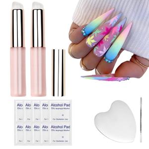 Pink Silicone Nail Brush, Reusable Nail Chrome Applicator Brush Nail Art Tools, Nail Brushes for Nail Art for Beginner