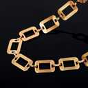 Waist Chain Belt, Metal Belt for Women, Chunky Belly Link Belt, Adjustable Stylish Square Body Link Belts, Stylish Belly Jewelry for Dresses Jeans(Gold)