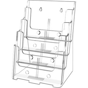 FUCDTEFC Acrylic Brochure Holder 8.5x11 & 4 x9 Inches, Clear 4 Tier Magazine Holder Brochure Display Stand w Removable Divider, Literature Pamphlet Flyer Holder for Wall Mount or Countertop