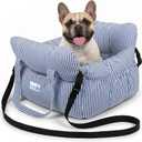 Dog Car Seats for Small Dogs, Soft Dog Bed with Waterproof Bottom, Booster Puppy Car Seat with Safety Leash, Dog Carrier for Travel with 3 Pockets, Pet Car Bag with Adjustable Buckles, Blue