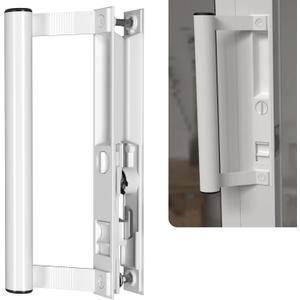 Sliding Glass Door Handle Set 6-5/8" Round Handle Ergonomic Grip Perfect for Patio, Glass Door, Balcony, and Replacement Projects (White Non-Keyed)
