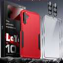 LeYi for Samsung-A15-5G-Case: Samsung A15 Case with [2PCS Screen Protector + Camera Lens Protector], Full-Body Heavy Duty Double Layer Shockproof Cellphone Samsung 15A Phone Case, Red