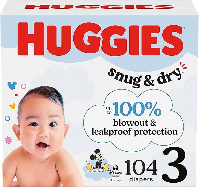 Huggies Size 3 Diapers, Snug & Dry Baby Diapers, Size 3 (16-28 lbs), 104 Count