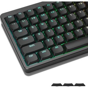 Womier Low Profile Keycaps for Mechanical Keyboard, Black Shine Through Keycaps, PBT Keyboard Key caps 60% 65% 75% 96% 100% for Cherry Gateron MX Switches, Black Backlight