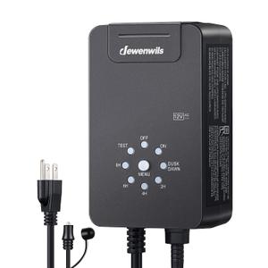 DEWENWILS 60W Low Voltage Landscape Transformer, 120V AC to 12V AC Outdoor Landscape Lighting, Dusk to Dawn Sensor & Timer, Weatherproof Low Voltage Transformer for Spotlights, Garden, Pathway