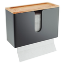 NATURE SUPPLIES Bamboo Paper Towel Dispenser with Removable Top Tray for Bathroom and Kitchen, Wall Mount and Countertop Multifold, C-Fold, Z-Fold, Tri-Fold Hand Towel Holder for Commercial Use, Black