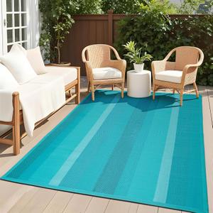 UKISS Outdoor Rug CarpetReversible Portable Plastic Straw Camping Rugs 8' x 10' Waterproof Mat Large Outdoor Area Rugs for PatioRV, Picnic, Backyard, Deck, Balcony, Porch, Beach, Green