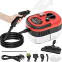 Handheld Steam Cleaner, 2500W Pressurized Steam Cleaner with 3 Brush Heads, Portable Steam Cleaner for Home, Car, Furniture, Kitchen, Bathroom and Wall, Red