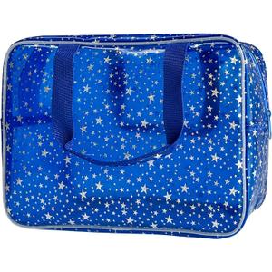 Dark Blue Clear Star Large Cosmetic Bag and Travel Pouch with Handle,Durable Material,Zipper Design-Ideal for Makeup,Travel Essentials (Dark Blue)