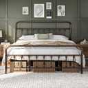 Yaheetech Classic Metal Platform Bed Frame Mattress Foundation with Victorian Style Iron-Art Headboard/Footboard/Under Bed Storage/No Box Spring Needed/King Size Bronze