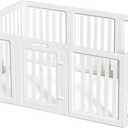 LoveTail Dog Playpen, Clear Dog Pen, Acrylic Dog Pen，Easy to Install and Remove Dog Play Pen and Kennel Playpen, Suitable for Dogs, Cats, Dog Playpen Indoor (White, 23.6" Height, 10PCS)