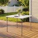 34" Square Folding Table for 4 Person, 330lbs Weight Capacity Foldable Table with HDPE Tabletop & Heavy-Duty Steel Legs, Large Portable Picnic Table for Indoor Outdoor Parties, Camping, White, 2 Pack