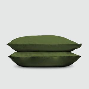 DOZ 100% GOTS Certified Organic Cotton Pillowcase Set, Classic Percale Long Staple Cotton, Cool Crisp, Breathable, Matte Finish, Hotel Style, Durable, 2-Pack, Envelope Closure (Queen, Forest)
