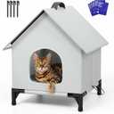 Cat House for Indoor and Outdoor Use - Insulated and WeatherproofWaterproof Shelter for Stray Cats Summer Cooling Cat with20 Ice Packs,Ice Pack Double Insulation for Cats X