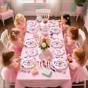 Grencian 96 Pcs Threenager Birthday Decorations Girl Makeup Spa 3rd Birthday Plates and Napkins Little Miss Threenager Birthday Decorations for 3 Year Old Girl Serves 24