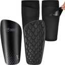 Northdeer Soccer Shin Guards for Kids Adults. Sleeves with Optimized Insert Pocket - Protective Soccer for Boys Girls Men (S (under 4'7"), Shin Pads 1 Pair + Sleeves 1 Pair, Black)