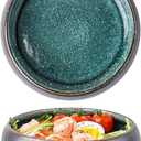 Uaral Black Salad Bowl Set 18 Ounce Ceramic Bowls for Appetizer Pasta,6.5inch Serving Bowls,Set of 2(Black Texture&Blue)