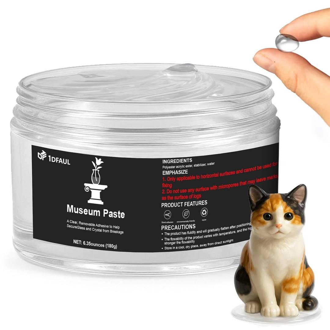 1DFAUL 6.35 oz Exhibits Fixing Gel for Museum, Removable Clear Museum Paste Putty Wax, Reusable & No Residue, Fixed Collection Artifacts and Decorations to Prevent Vibration, Falling