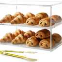 2-Tiers Bakery Display Case for Commercial Countertop, 18.9" x 9.5" x 11.8" Acrylic Pastry Display Case Storage Box for Dessert Donut Bread Cake Cupcake Bagels Cookie