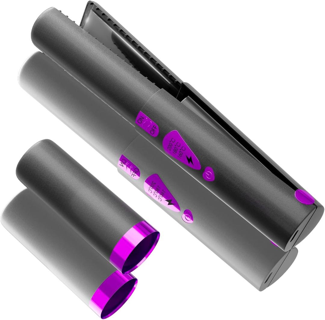 Cordless Hair Straightener, Mini Negative Ion Straightener with Safety Lock for Travel, Portable 4500mAh Rechargeable Straightener for All Hair Types, Fast Heating 3 Temperature Settings (Black)