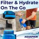 Nakii Filtered Water Bottle, Leakproof, BPA-Free, Motivational Markings, Travel, Everyday Use. 40-Gallon Filter, Replaces 300 Plastic Water Bottles. Includes 1 Filter, 22 FL Oz, Blue by Aquaphor