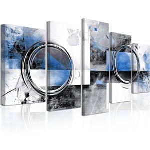 CXHOSTENT Blue Abstract Wall Decor 5 Pieces Blue Grey and Black Picture Prints Large Abstract Canvas Wall Art Painting Modern Artwork for Home Decor Framed (White, 8x14inx2 8x18inx2 8x22inx1)
