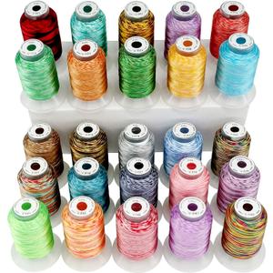New brothread 25 Colors Variegated Polyester Embroidery Machine Thread Kit 500M (550Y) Compatible with Brother Janome Babylock Singer Pfaff Bernina Husqvaran Embroidery and Sewing Machines