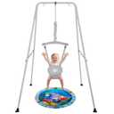 Baby Jumper with Stand for 6-24 Months, Baby Exerciser for Active Babies, Toddler Jumper Bouncers for Baby Girl/Boy with Adjustable Chain, Suitable for Indoor and Outdoor, Water Mat Included(Gray)