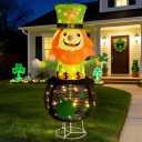 St. Patricks Day Decorations Outdoor, 32Inch Collapsible Lighted Up Leprechaun with Shamrock Hat,8 Lighting Modes,Leprechaun St. Patricks Day Dcor for Irish Garden Outdoor Indoor Yard Holiday