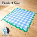 Mahjong Mat with Carrying Bag 31.5"x31.5" Blue Scalloped Mahjong Table Mat