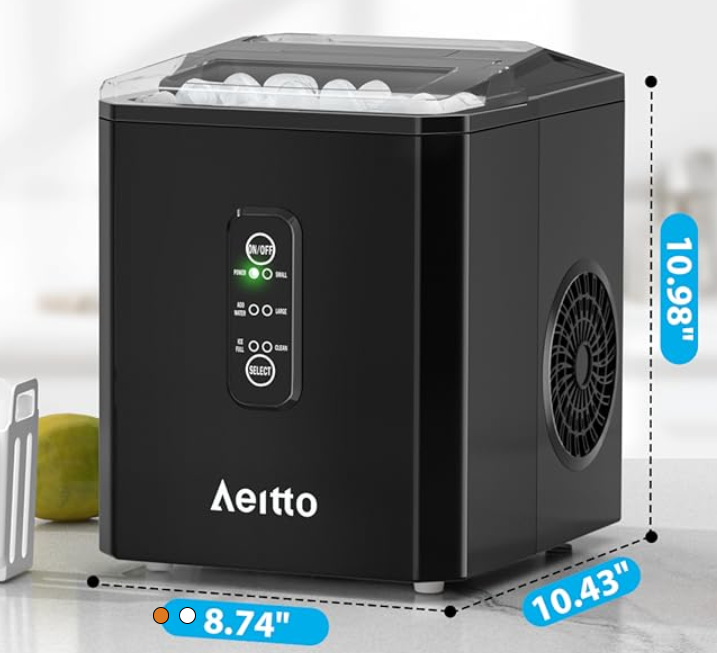 Ice Makers Countertop, 9 Ice Cubes Release in 6 Mins, 26Lbs/24H, 2 Sizes of Bullet Ice Machine