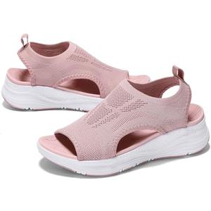 GoodValue Womens Comfortable Orthopedic Sandals Arch Support Ladies Walking Sport Athletic Sandals Open Toe Slip On Plantar Fasciitis Platform Dress Sandal 2 Inches Heel Size 36