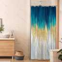 JAWO Abstract Teal Blue Shower Curtain, Lake Blue Boho Ombre Minimalist Chic Art Shower Curtains, Modern Neutral Contemporary Striped Brush Strokes Tan Art Waterproof Bathroom Curtain with 12 Hooks (47"W x 64"L (Pack of 1))