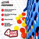 Connect 4 Giant Edition Game - 4-Foot Jumbo Classic Four-in-a-Row Family Fun - Indoor & Outdoor Strategy Board Games for Adults & Kids - 42-Count Colorful Discs - Quick Assembly & Slide Release Reset, Large