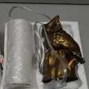 14.25" Small Table Lamp for Living Room Farmhouse Bedside Resin Single Lamp with Gold Owl Lamp Shape for Bedroom Retro Rustic Nightstand Lamp