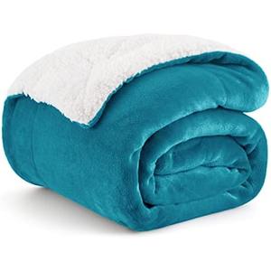 Bedsure GentleSoft Sherpa Fleece Throw Blanket Twin Size for Couch - Thick and Warm, Soft Fuzzy Plush Twin Blanket for Winter, Teal, 60x80 Inches