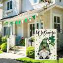 Artscope St Patricks Day Green Gnome Clover Garden Flag 12x18 Inch Double Sided for Outside, Welcome Shamrocks St.Patrick's Day Garden Flag for Holiday Yard Outdoor Decoration