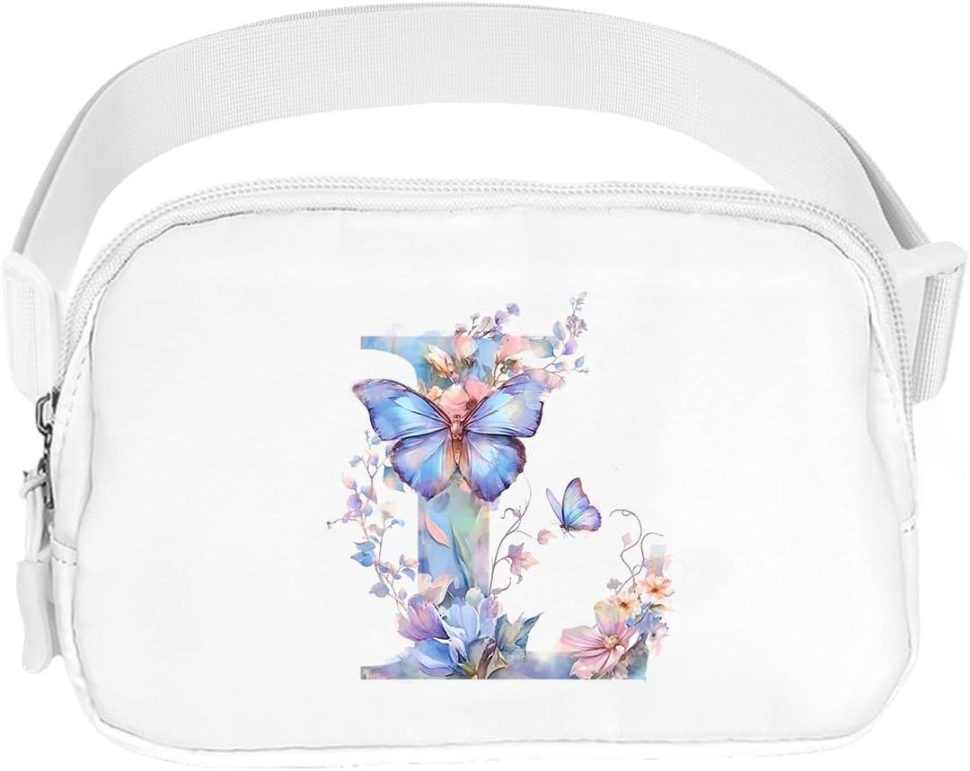 Birthday Gifts for 6 7 8 9 10 11 12 13 14 15 Year Old Girls Gift for Teen Girl Kids Belt Bag Initial Letter Fanny Pack Cute Butterfly Crossbody Bags for Daughter Sister Waist Packs, Initial L