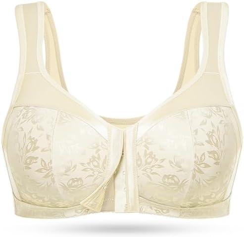 Wingslove Women's Full Coverage Front Closure Minimizer Bra Plus Size Wirefree Bras Comfort Non Padded Wide Straps Support (Light Nude, 42D)