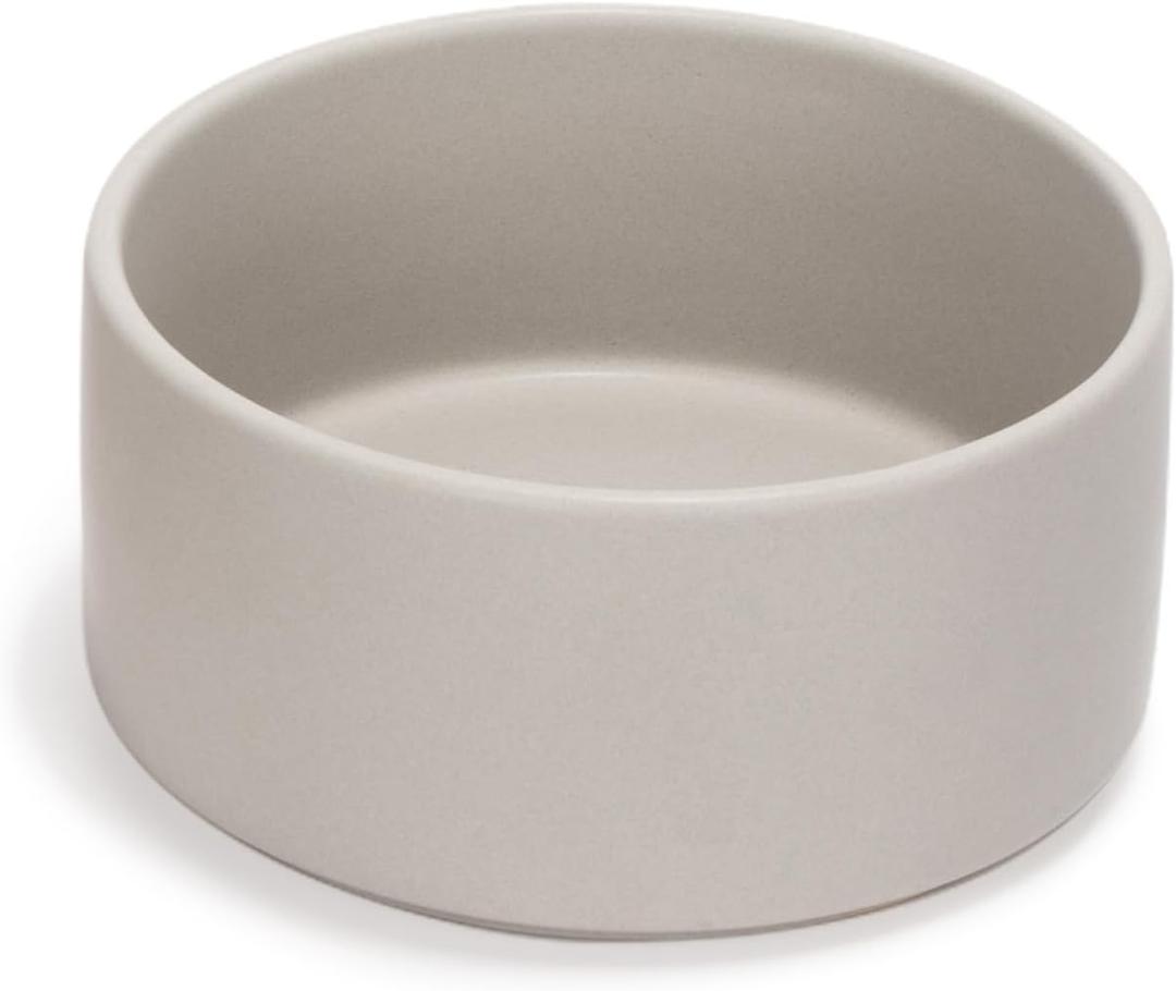 SPUNKYJUNKY 60OZ Ceramic Dog and Cat Bowl, Modern Cute Weighted Food Water Bowl for Replacement Grey (1 Pack) (7.6 CUPS)