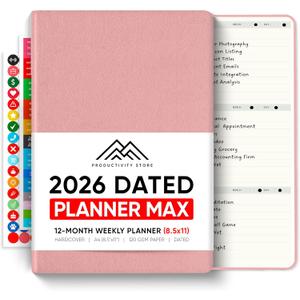Dated, 2026 Planner, 8.5" x 11" - The #1 Productivity Planner to Achieve Your 2026 Goals - Planner 2026-2027 by PRODUCTIVITY STORE (A4, PINK)