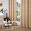 BGment Tan Curtains 84 Inch for Living Room - Light Filtering Faux Linen Look with Burlap Texture, Rustic Farmhouse Window Panels (Set of 2, 52" Wide)