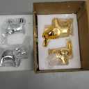 4 Pcs Elephant Statue Home Decor, Modern Style Ceramic Elephants Figurine, Cute Christmas Lucky Animal Sculpture Gift for Living Room Bookshelf Desktop Office (Gold & Silver)