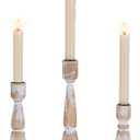 Wooden Taper Candle Holders: Wood Candlestick Holders Rustic Farmhouse Fall Decor for Living Room Dinning Table Centerpiece Christmas Set of 3 (4.33"/6.33"/8.27" H - 3Pcs)