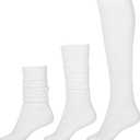 BomKinta Slouch Socks Women Thigh High Boot Socks Soft Scrunch Socks - Gifts for Women Size 5-11 (White White White -3 Paris)