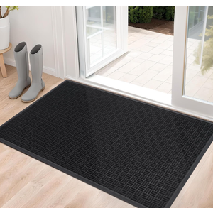Mibao Front Door Mat, Heavy Duty Durable Welcome Mat for Outdoor Indoor, Dirt Trapper Waterproof Super Absorbent Door Mat for Entryway Outside Patio Porch, 61.5" x 36", Black