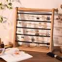 Poyilooo Earring Holder Organizer, Rustic Wood Earring Holder Stand, 5 Layer Jewelry Holder Organizer with 270 Earring Tree Holes Display Rack for Stud Earrings & Hoop Earrings, Gifts for Women