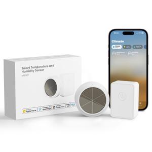 meross WiFi Thermometer Hygrometer, Smart Indoor Humidity Temperature Sensor with Solar Powered, Easy Setup,Support Apple Home, Alexa, Google Home, SmartThings