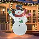 VCUTEKA Christmas Outdoor Decorations - 5.3FT Christmas Glittering Snowman with Red Scarf and Black Hat LED Light for Xmas Home Yard Patio Lawn Garden Festive Holiday Dcor